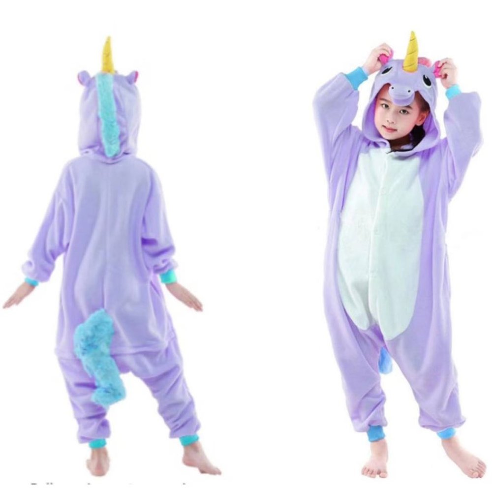 Sleepwear Unisex Kids Unicorn Pajamas Halloween Costumes Purple (5-6Years)